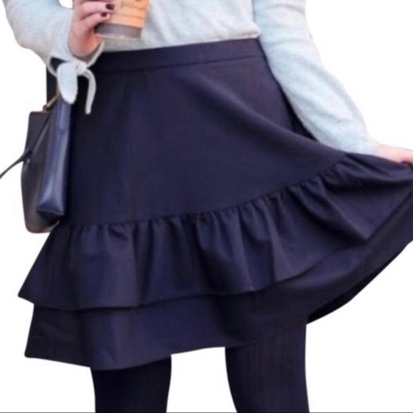 J. Crew Tiered Wool Blend Navy Blue Skirt Size 4 - Picture 1 of 8